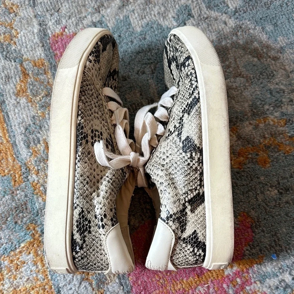 Sam Edelman “Ethyl” Snake Print Sneakers - Cream and Black